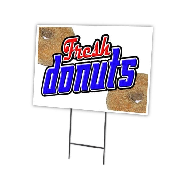 Donuts Yard Sign & Stake outdoor plastic coroplast window, C-1216 Donuts